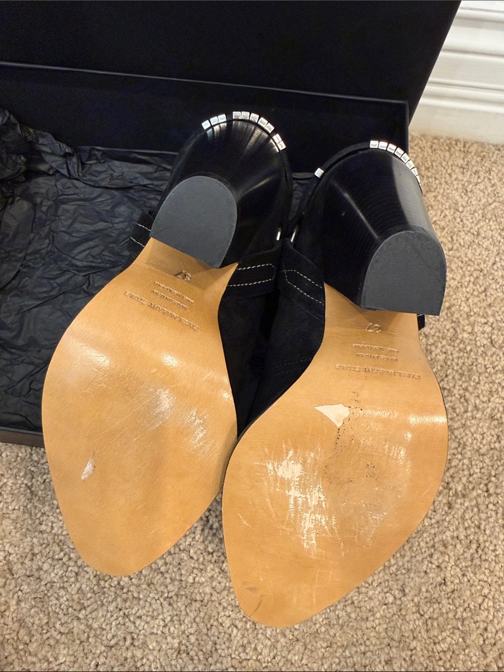 Isabel Marant Black Suede Western Ankle Boots EU 37 Designer Cowboy Booties - Picture 10 of 12